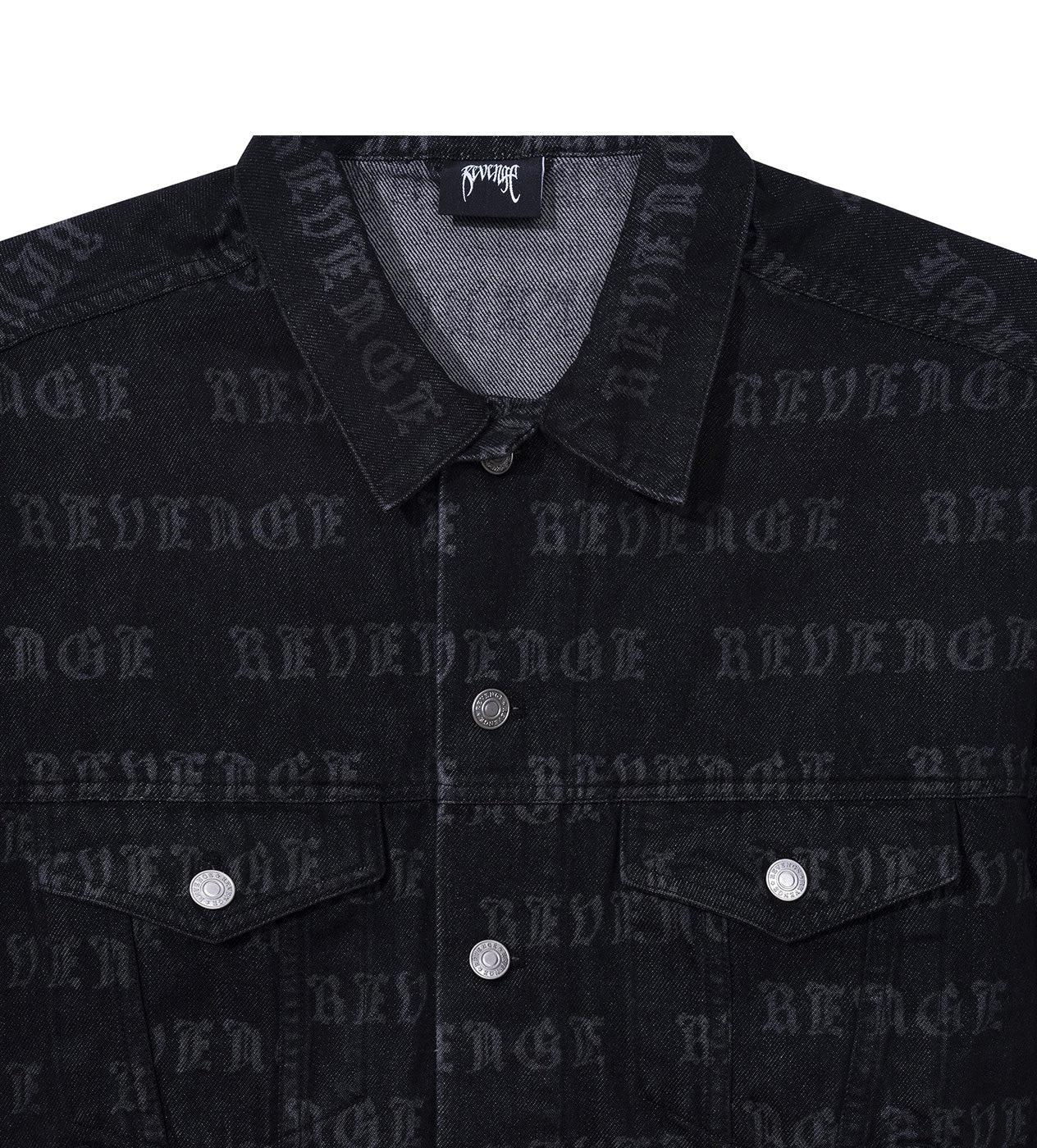 Revenge All Over Logo Denim Jacket Black