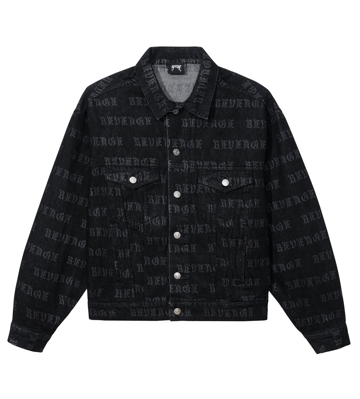 Revenge All Over Logo Denim Jacket Black
