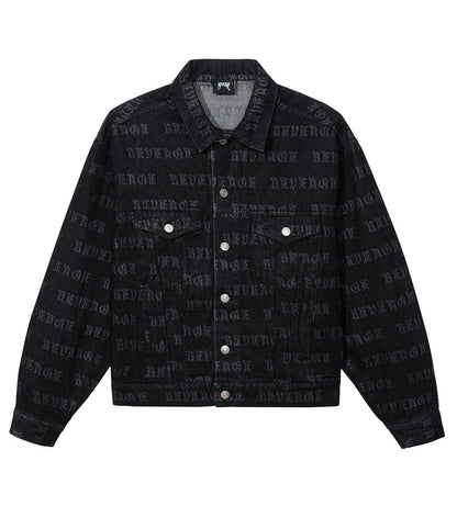 Revenge All Over Logo Denim Jacket Black
