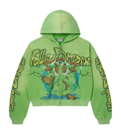 Vale Forever Taz Zip Up Hoodie Lime